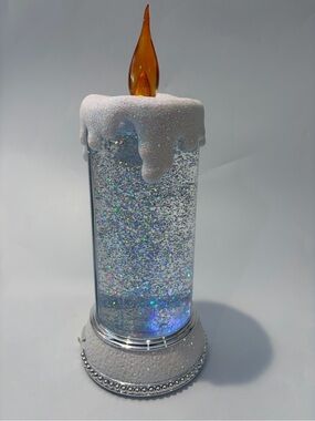 LED Glitter Candle Light Up Globe Holiday Decor Window Battery Christmas Decor